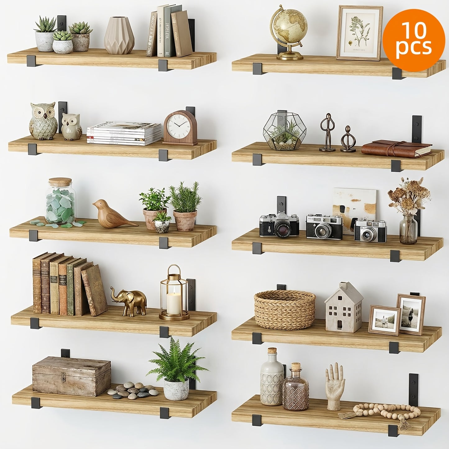 Floating Shelves for Wall 10 Pack 15.8x5.9 Inch Wall Mounted Shelf for Bedroom Kitchen Bathroom Living Room Plants Books Photos Home Decor