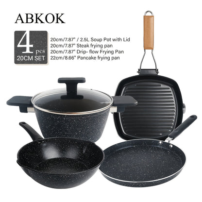 Pan 4pcs Pan Set Non-stick Kitchen Cookware Set Non-stick Cooking Set Including Frying Pan (black)
