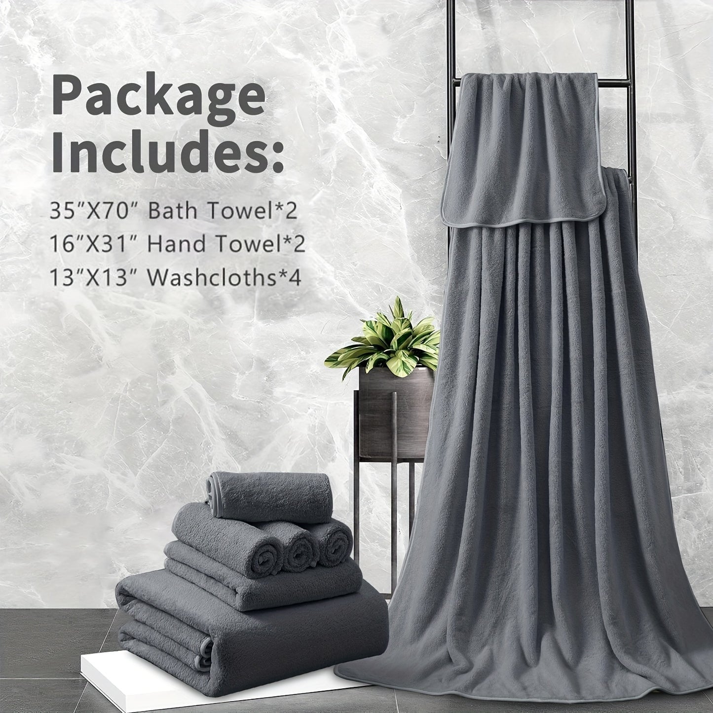 8pcs Extra Large Bath Towels Set 35" X 70", Premium Towel Set for Bathroom Gym Oversized Bath Sheet Ultra-Soft Luxury Thick Lightweight Highly Absorbent Fast Dry Towel for Daily Use, 750GSM