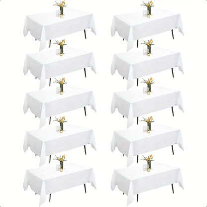 10-Pack White Tablecloths, Rectangular Tablecloths, 60×102 Inches, Suitable for 6-8 Feet Tables - Washable Tablecloths, Suitable for Weddings, Birthday Parties, Banquet Receptions, Picnics, Camping, Christmas, Halloween