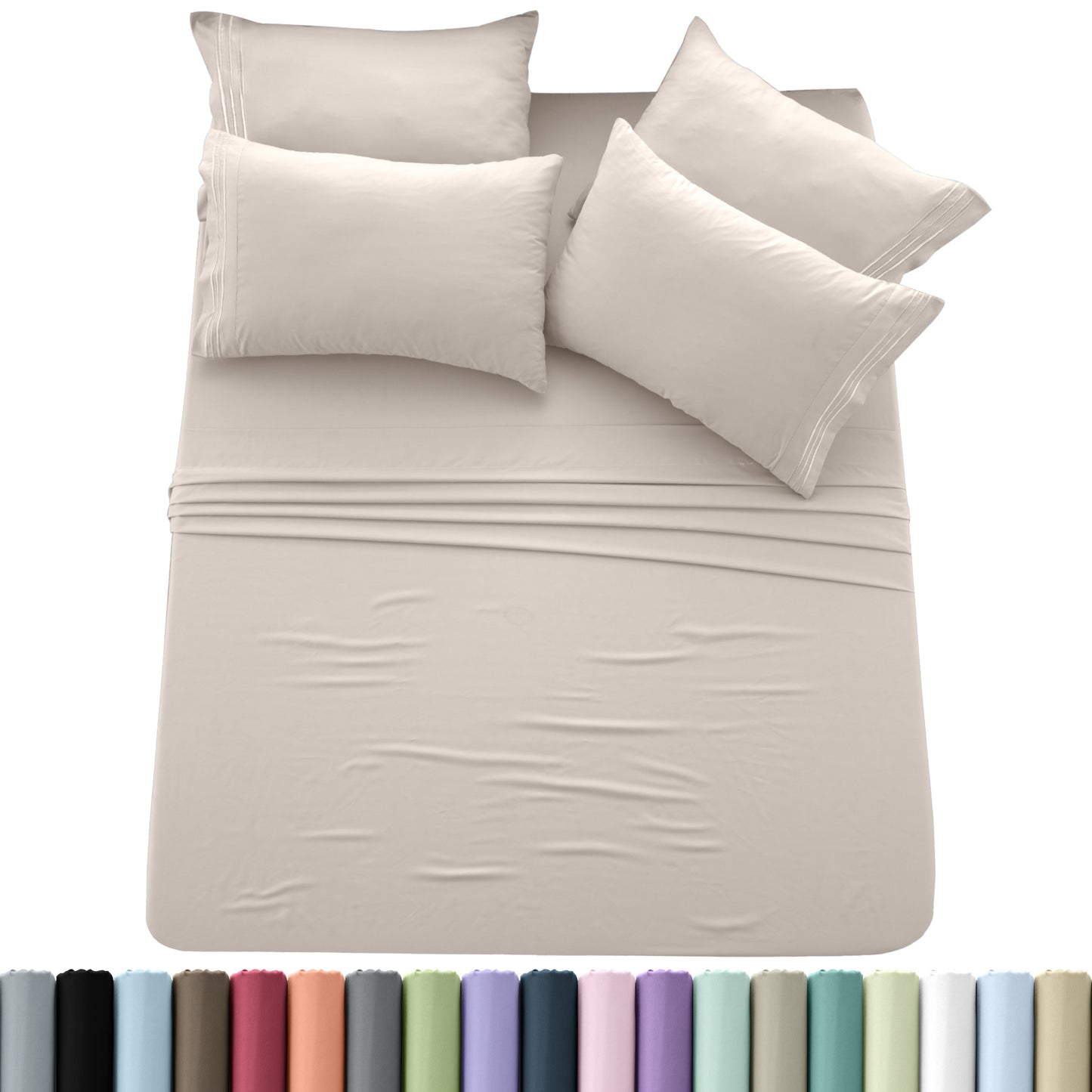 Hannah Bedding 6-PieceSheet Set – Soft Brushed 100% polyester, 20 Vibrant Colors, 6 Different Sizes – Stylish, Comfortable & Fade-Resistant