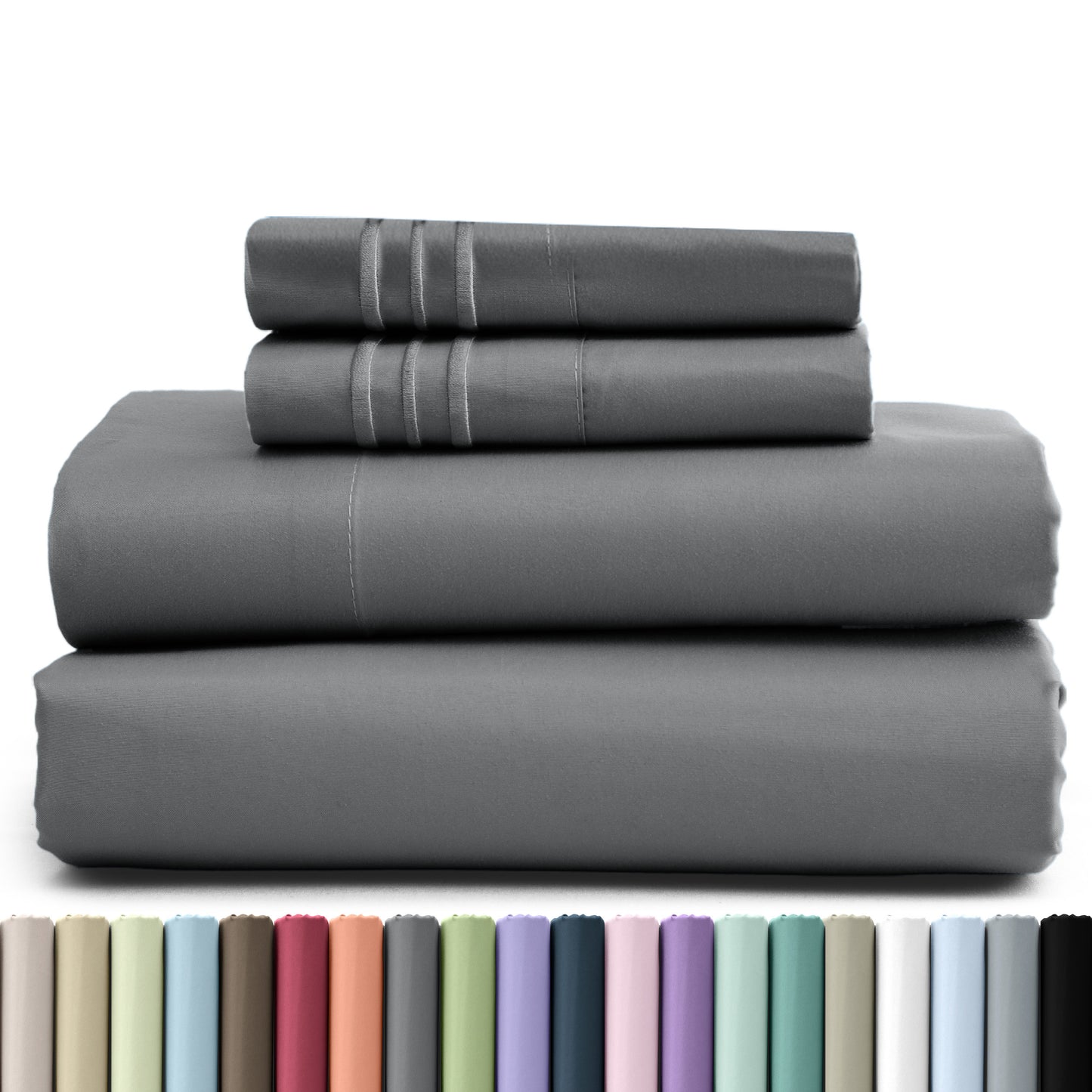 Hannah Bedding 4 Pieces Solid Colors Bed Sheets - 1800 Series Brushed Sheet Set With Pillowcases, Deep Pocket Bedding Set For Ultimate Comfort - Lightweight And Breathable Cooling Sheet Set - 16 Inches Deep Pocket