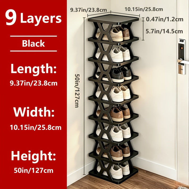 1pc Removable 6/9 Tier Shoe Rack, Space Saving Folding Shoe Rack for Home And Dormitory, Hallway, Living Room - Separate Narrow Shoe Rack for Indoor Doorway Storage. Holds Keys, Small Photo Frames, Etc.