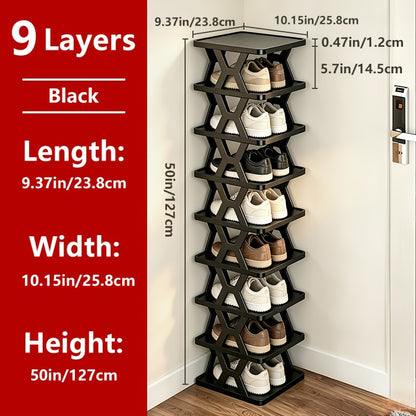 1pc Removable 6/9 Tier Shoe Rack, Space Saving Folding Shoe Rack for Home And Dormitory, Hallway, Living Room - Separate Narrow Shoe Rack for Indoor Doorway Storage. Holds Keys, Small Photo Frames, Etc.