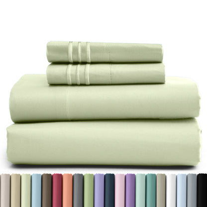 Hannah Bedding 4 Pieces Solid Colors Bed Sheets - 1800 Series Brushed Sheet Set With Pillowcases, Deep Pocket Bedding Set For Ultimate Comfort - Lightweight And Breathable Cooling Sheet Set - 16 Inches Deep Pocket