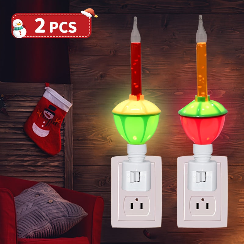 Christmas Bubble Lights 2 Pack Traditional Multi-Color Bubble Liquid Night Lights Plug-In Wall Light for Christmas Tree Thanksgiving Living Room Bedroom Corridor Holiday Decoration