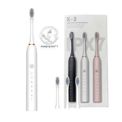 Rechargeable Electric Toothbrush with 6 Cleaning Modes & Smart Timer – USB Sonic Toothbrush for Adults, Replacement Heads Included, 3 Colors, Whitens Teeth & Protects Gums, Great Family Gift
