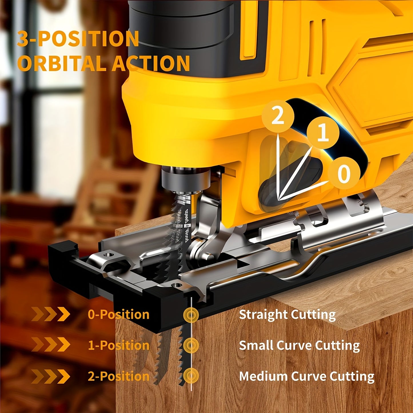 Compatible for Dewalt 20V (Battery Not Included) Jigsaw, with LED Work Light, 0°-45° Bevel Cutting, 3 Track Settings for Straight/Curved/Bevel/Circular Cutting
