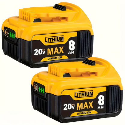 20V 8.0Ah Lithium-Ion Replacement Battery for DeWalt 20V MAX Compatible with DCB200 DCB201 DCB203 DCB206 DCB210 FlexVolt Technology High Capacity for DeWalt Cordless Tools 1 & 2 Pack
