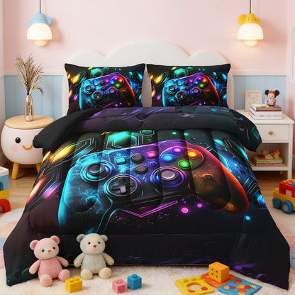 Tog 3 3pcs Kid Super Soft Breathable Leisure Game Handle Thickening Quilt Set (1 Comforter +2 Pillowcases Without Pillow Core), Contains Padding 180Gsm Quilting Soft Ventilate Digital Printing Bedroom Dormitory At Home