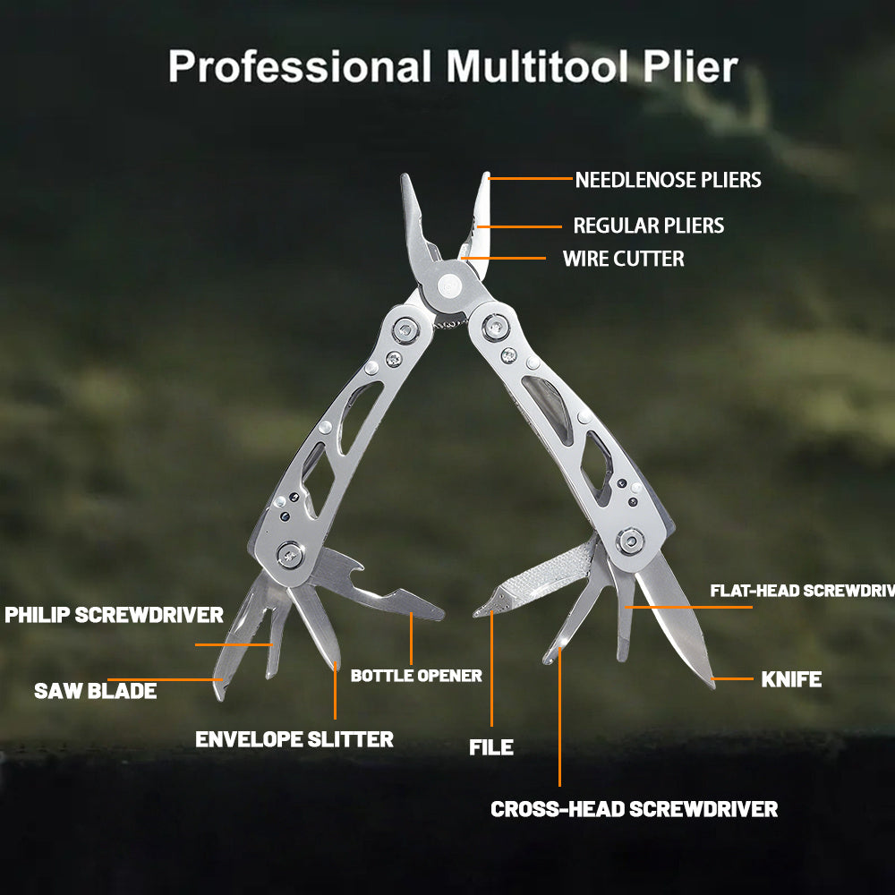Multifunctional Pliers Outdoors Homes Compact Multi Tool Stainless Steel Folding Knife Pliers Multipurpose Tool Multifunctional Pliers Professional Carbon Steel Electrician Anti Slip Maintenance Multipurpose Tools for Traveling Fishing Camping Can Be