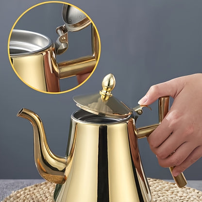 Thickened Stainless Steel Kettle with Filter, Tea Pot, Coffee Pot, Cold Water Pitcher, for Home, Hotel & Restaurant, Induction Cooker Compatible