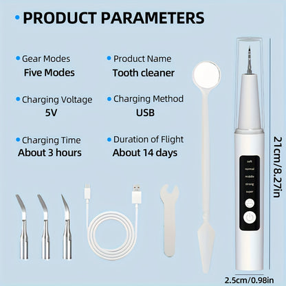 Electric Tooth Cleaner with 5 Cleaning Modes, 2 Replacement Heads & LED Light – Perfect Holiday Gift, Water Flosser Teeth Cleaner, Water Pick Replacement Tip, Mini Travel Water Flosser, Portable Water Flosser, Flosser Water Electric, Electric Toothbrush,