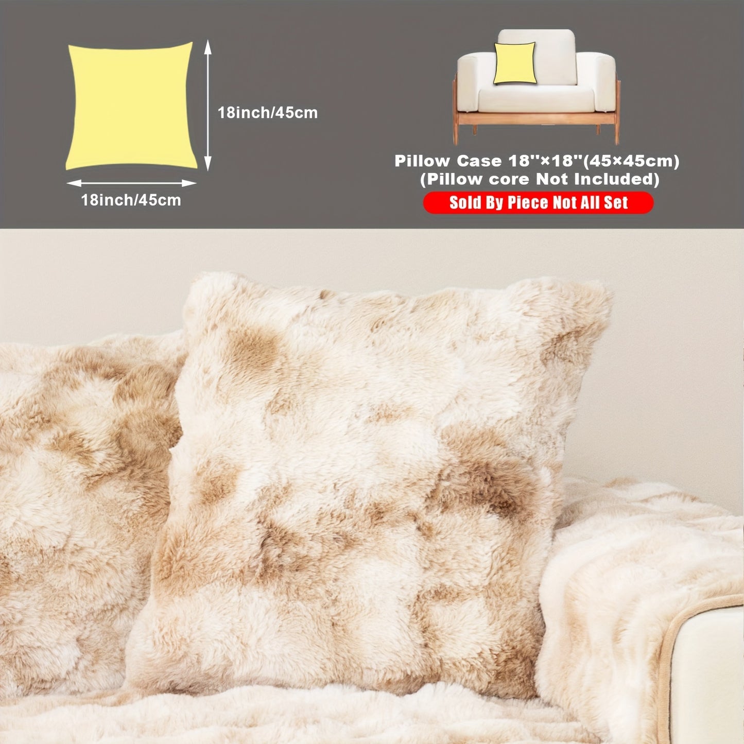 Faux Sofa Cover, Modern Gradual Change Lamb, Thick Fluff, Pet Friendly, Polyester Fiber, Machine Washable, No Printing, Dye Printing, 450-500g Fabric, Suitable for Single, Double, Triple and Combination Sofas