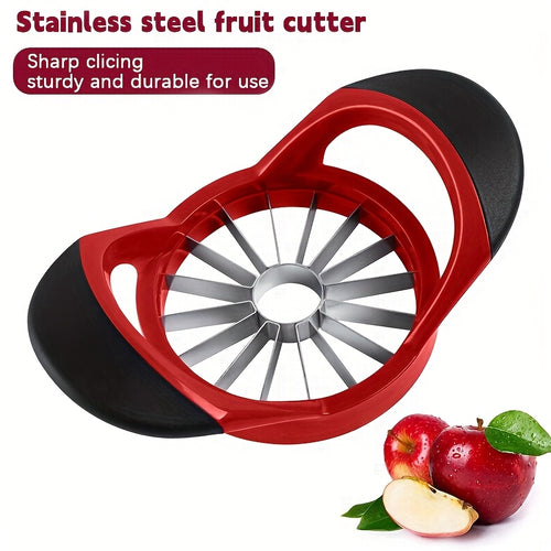 This large-sized apple cutter features ultra sharp blades that can remove the core from apples or pears with just one press and evenly divide them into 16pcs. Durable and rust resistant, it is an efficient assistant for family gatherings and chef
