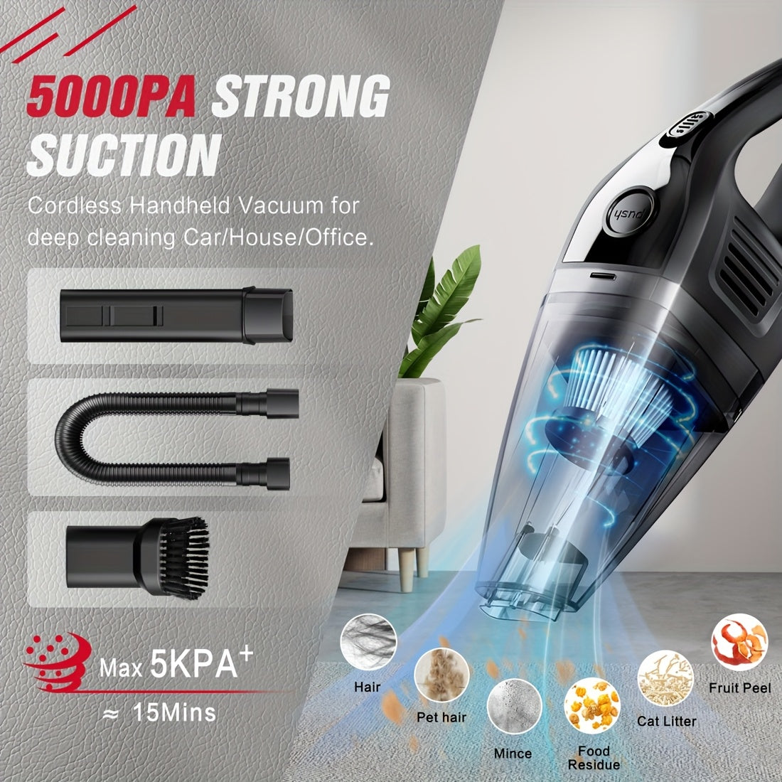 Cordless Vacuum Cleaner, Lightweight Design, Powerful Suction, Large Capacity, Deep Cleaning, Rechargeable, Multi-scenario Cleaning Tool for Home, Kitchen, Car, Office, Etc., Household Vacuum Cleaner, Holiday Gift