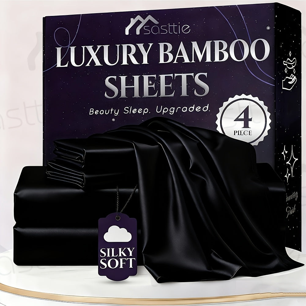 Bamboo Bed Sheet Set - 100% Bamboo Blend - 16" Deep Pocket with Elastic - Breathable Hotel Sheets And Pillowcase Set - Great Christmas Gifts