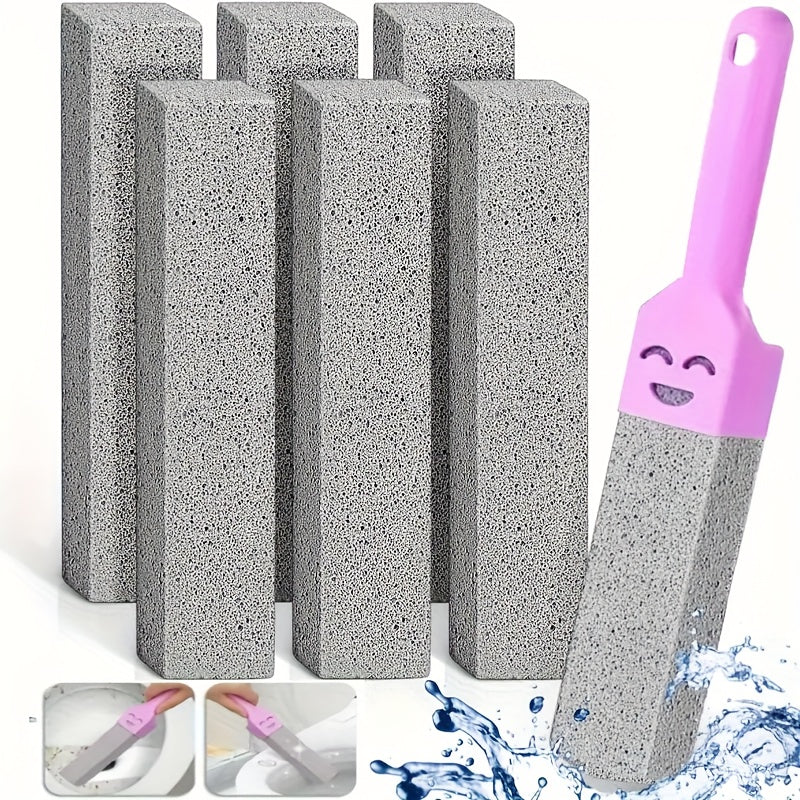 Pumice Stone Toilet Brushes with Ergonomic Handle - Heavy-Duty Limescale, Rust & Stain Remover, Non-Scratch Cleaning Tools for Bathroom, Kitchen, Sink, Bathtub - Ideal for Tile, Glass, Pumice Stone for Bathroom, Sink Cleaner, Rust Removal