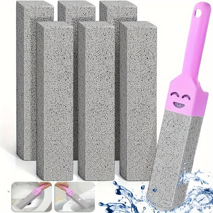 Pumice Stone Toilet Brushes with Ergonomic Handle - Heavy-Duty Limescale, Rust & Stain Remover, Non-Scratch Cleaning Tools for Bathroom, Kitchen, Sink, Bathtub - Ideal for Tile, Glass, Pumice Stone for Bathroom, Sink Cleaner, Rust Removal