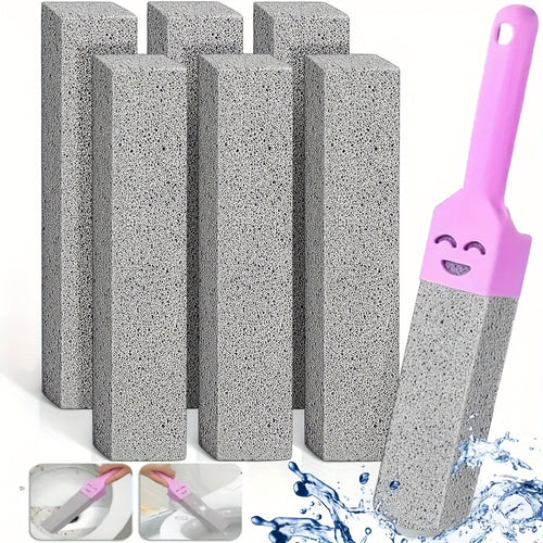 Pumice Stone Toilet Brushes with Ergonomic Handle - Heavy-Duty Limescale, Rust & Stain Remover, Non-Scratch Cleaning Tools for Bathroom, Kitchen, Sink, Bathtub - Ideal for Tile, Glass, Pumice Stone for Bathroom, Sink Cleaner, Rust Removal