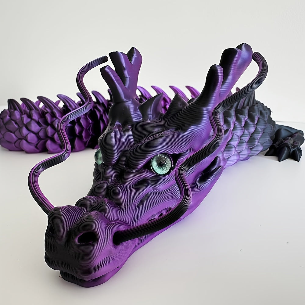 Enormous Black Red 3D Printed Dragon | 35.4 Inches, Flexible Joints, Ideal For Cars And Home Decor, Perfect For Christmas, Halloween, Valentine'S Day, Easter Gifts