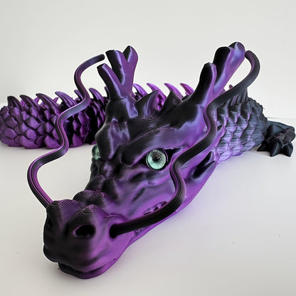 Enormous Black Red 3D Printed Dragon | 35.4 Inches, Flexible Joints, Ideal For Cars And Home Decor, Perfect For Christmas, Halloween, Valentine'S Day, Easter Gifts