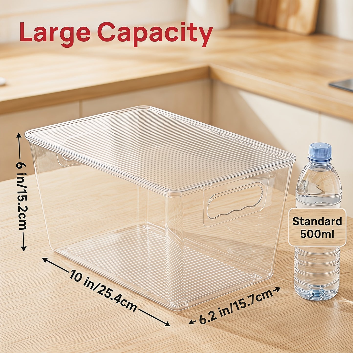 Clear Stackable Storage Bins with Lids 10 Pack - Large Plastic Pantry Organizer Containers with Handle, 11x7.5x6 Inch, for Kitchen Fridge Cabinet Closet Bathroom Organization