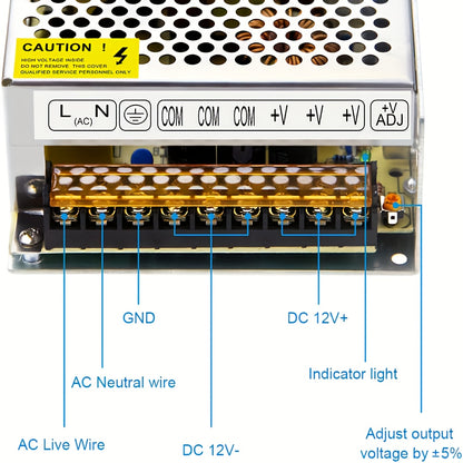 ALITOVE 12V Power Supply 20A 240W AC DC Adapter, Converts 110V/240V AC to 12 Volt 20 Amp for Powering LED Light Strips, 3D Printers, CCTV Security Systems, And LCD Monitors