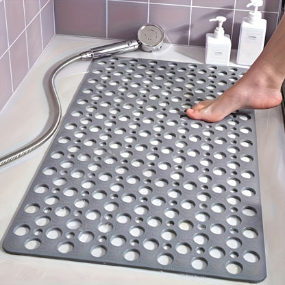 Nonslip Bath Tub Shower Mat with Suction Cups, Extra Soft TPE Bath Mat for, Bathtub Bathroom Mats, Machine Washable, Smooth/Non-Textured Tubs Only, 7.93gal X 17W Inch(Light Gray)