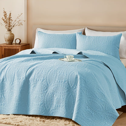 2/3pcs Quilt Set Bedspreads( Include 1 Quilt 1 Or 2 Pillowcases) Lightweight Microfiber Bedspread - Modern Style Coin Pattern Coverlet Soft And Skin-friendly Quilt Anti-allergy And Machine Washable Suitable For School Dormitories