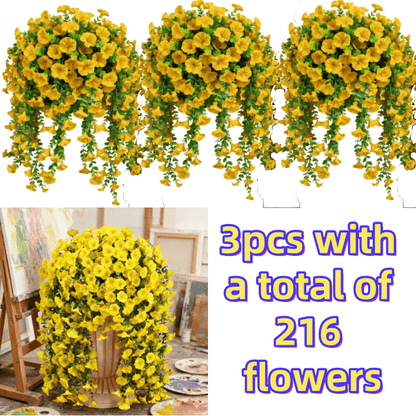 3pcs/216 Flowers High-Density UV-Resistant Artificial Rose Vine Hanging Garland with Realistic Roses & Foliage - Evergreen / Faux Flower Decor Suitable for Garden, Wedding, Porch, Terrace, Wedding Bouquet, Plastic Hanging Vines