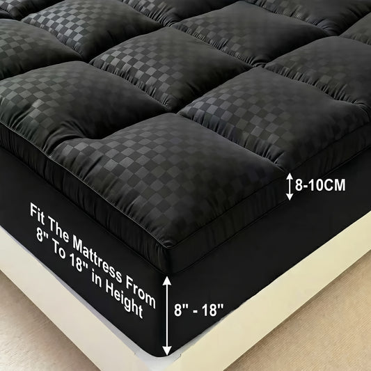 Mattress Topper, Mattress Pad, Pillow-top Mattress Cover, Quilted Fitted Mattress Protector, Top-stretch Fits 8-21 Inch Deep Pocket Cooling Model, 1000GSM Mattress Topper