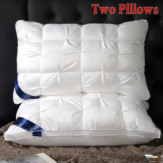 2pcs Luxury Hotel-Quality Pillows, Deep Sleep Neck Pillow, High Fluffiness, Suitable for All Seasons, Cool And Breathable for Summer, Soft Fabric, Easy to Clean, Random Colors Available, Queen/King Size, Easter And Mother'S Day Gifts
