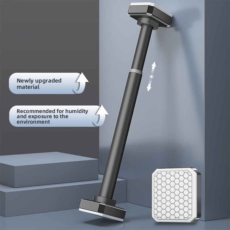 1pc No Hole Home Balcony Hanging Rod, Telescopic Drying Rod, Multifunctional Balcony Coat Rack, Telescopic Tension Curtain Rod, Telescopic Bathroom Bathrobe Towel Rack, No Hole Home Curtain Rod, Bathroom Telescopic Rod
