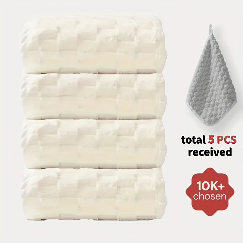 4-Pack Waffle Weave Ultra-Soft Bath Towels, Super Absorbent Quick-Dry Microfiber Towels for Adults, Quick-Drying Textured Towels, Soft Spa and Gym Travel Towels, Durable Material, Suitable for Daily Use - 80%, 20% Polyamide