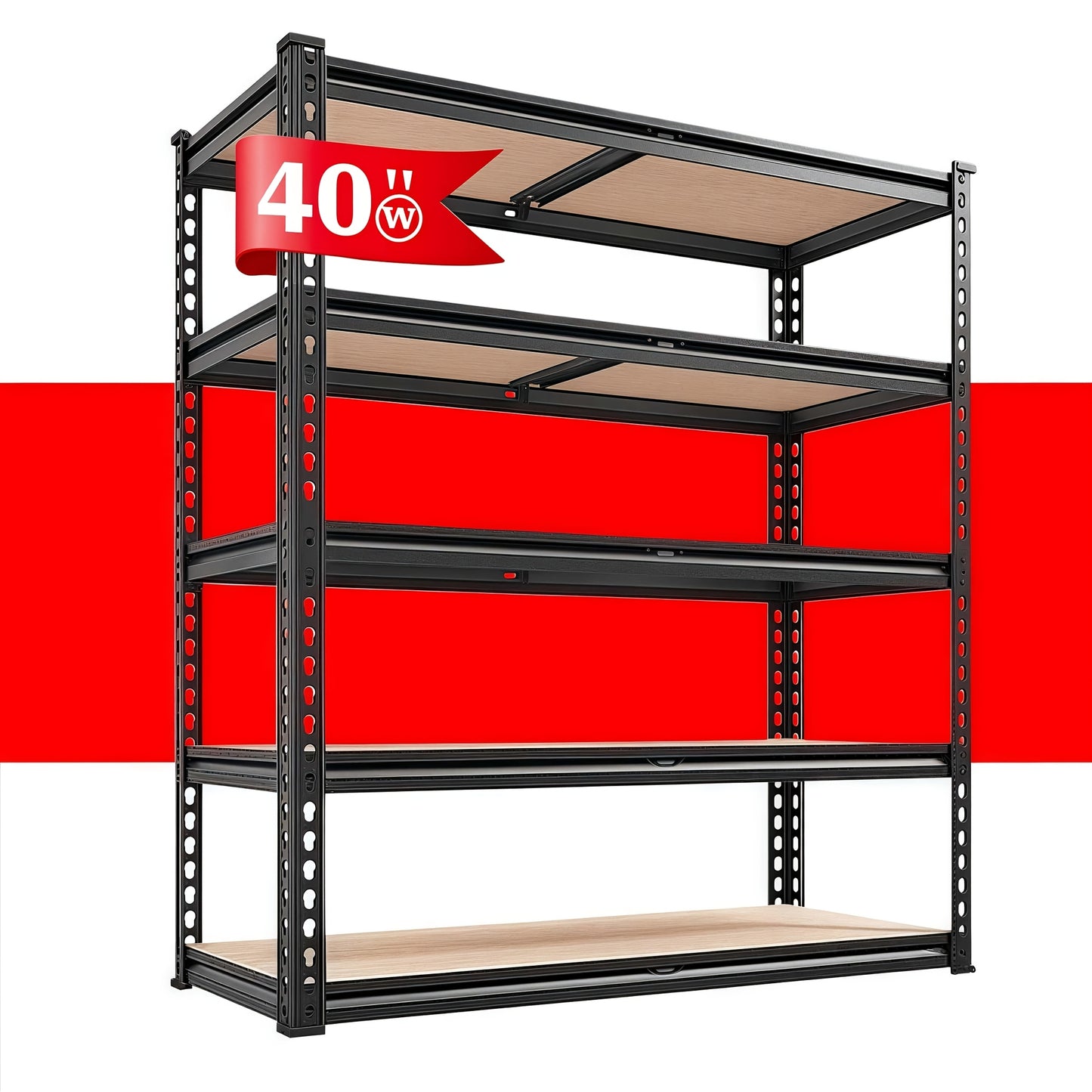 2500 LBS/2000 LBS Garage Shelving 40" W Storage Shelves Heavy-Duty 5-Tier Storage Shelf, 72''H/60"H Storage Shelves Metal Storage Shelving Unit, Adjustable Utility Shelf Rack for Kitchen Warehouse Basement Pantry Utility Rack Shelf, Black