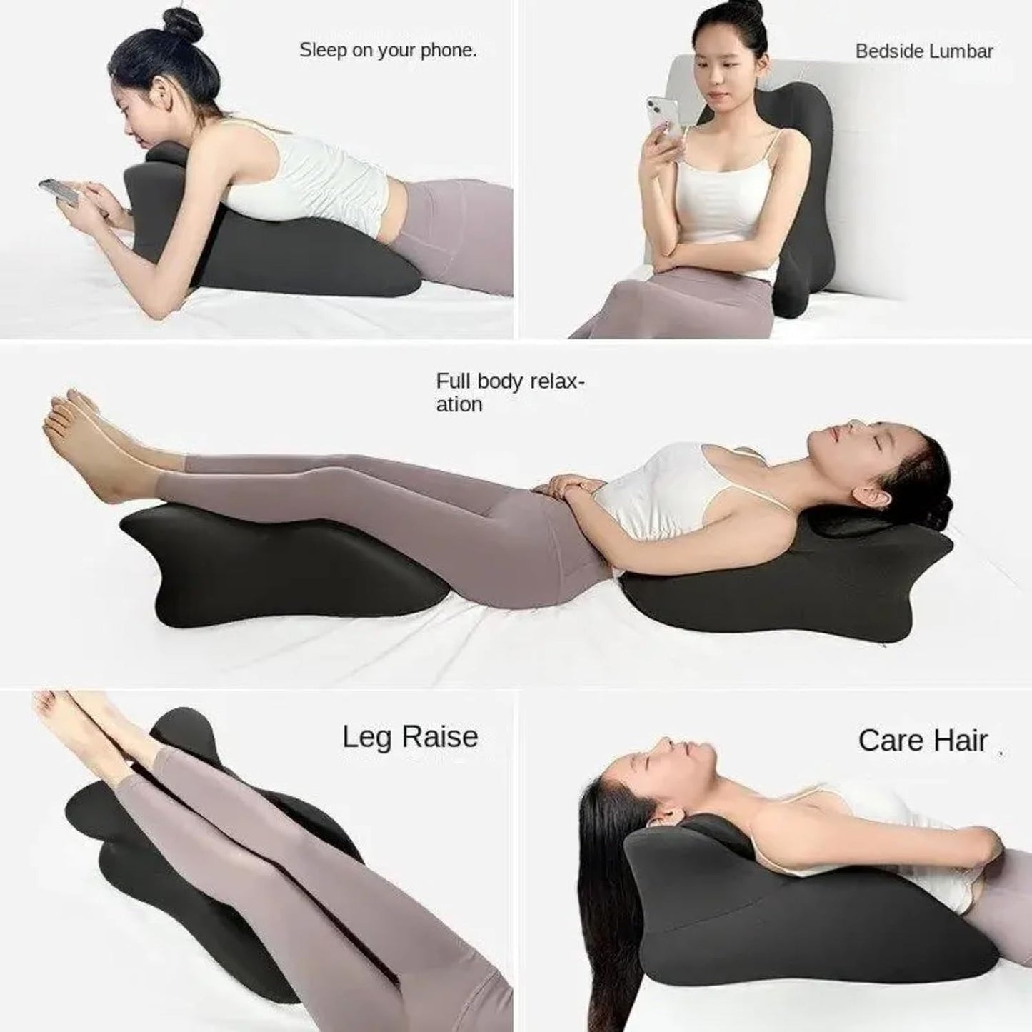 Wedge Pillow for Couples – Ergonomic Intimacy Support & Back Relief Cushion, Low-Profile Bedroom Bolster, Black
