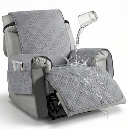 1pc Recliner Cover Sofa Cover, With Pocket Anti Slip Sofa Cushion, Pet Furniture Protective Cover, Quilted Sofa Recliner Cover With Elastic Band, Sofa Protective Cover, Sofa Accessories, Easy To Install, Spring And Summer Home Decoration