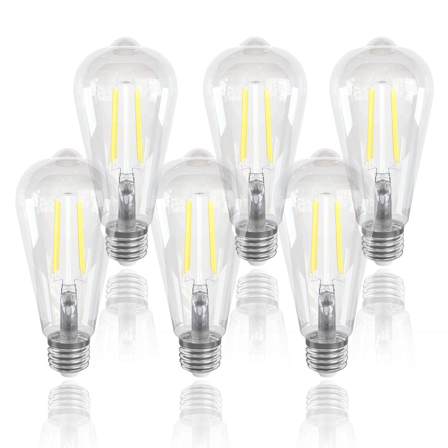 LED Edison Bulbs ST64 6 Pack 6W 60W Equivalent - E26 Vintage Filament Bulb 700LM Flicker-Free, 2700K Warm White or 5000K Daylight, 15000Hrs for Chandelier, Ceiling Fan & Home Decor