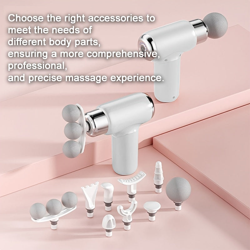 Massage Gun Deep Tissue Percussion Massager Handheld Electric Body Massager with 9 Attachments USB Rechargeable for Men Women Muscle Recovery Fitness Post-Workout