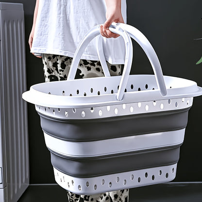 Collapsible 15.85gal Laundry Basket with Handles, Foldable Plastic Laundry Hamper, Space-Saving Washing Basket for Clothes, Towels, Toys - Portable Dirty Clothes Basket for Bathroom, Bedroom, Laundry Room, Laundry Baskets