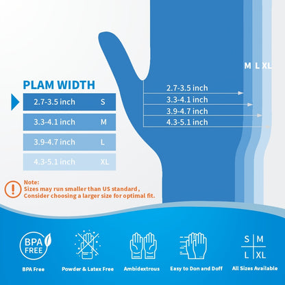 1000/501/201/101pcs Pack, Blue Nitrile Disposable Gloves, 5.5mil Thickness, Elastic Fit, Chemical-resistant, -free, Designed for Maintenance Teams, Suitable for Household Cleaning, Tattooing, Painting, Car Washing, Etc