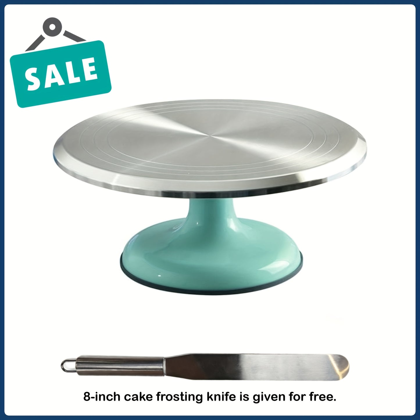 10 Inch Aluminum Cake Turntable Stand - 360° Smooth Rotation - Base Giratoria Para Pastel Pro - Includes Free Frosting Spatula - Heavy Duty Baking Supplies. Perfect for Cakes, New Year Themed Desserts, Holiday Treats, Birthday, Wedding Bakes
