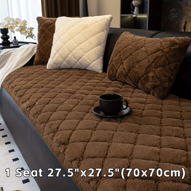 One Thickened Faux Rabbit Sofa Cover Or One Cushion Cover. Pet-Friendly, Machine Washable, Non-Slip, And Warm. Suitable for Bedrooms, Offices, Living Rooms, And Other Home Décor. Can Also Be Used As a Sofa Cushion