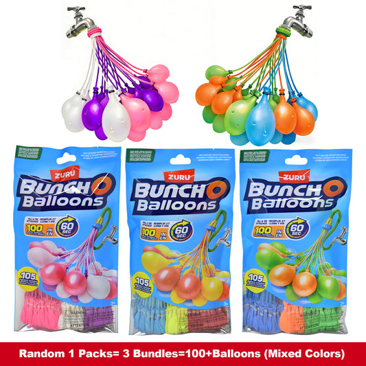 Random 1/2 Packs ZURU Bunch O Balloons, 105+/205+ Rapid-Filling Self-Sealing Tropical Colored Water Balloons for Outdoor Family, Friends, Children Summer Fun, Teens, Adults Party, Birthday Party Christmas Party (105+/205+ Balloons)