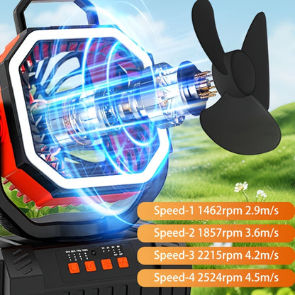 20000Mah Battery Powered Camping Fan - Rechargeable Battery, 4 Speed Settings, with Remote Control And LED Lantern, 1-8 Hour Timer, 90° Oscillation, Portable Outdoor Fan with Hook, Suitable for Indoor And Outdoor Use, Tents, And Travel