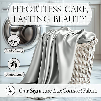 4pcs Satin Cooling Sheet Set - Cooling, Silky, Lightweight & Breathable Microfiber - Deep Pocket Fitted Sheet + Flat Sheet & 2 Pillowcases - Summer Satin Bed Sheets