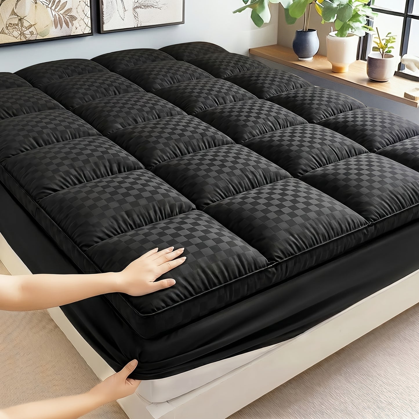 Mattress Pad, Soft Mattress Protector, Quilting Technology, Machine Washable, Strong And Wear-Resistant, Easy to Clean, Can Be Stretched Into 8-12 Inch Deep Pockets, Enhancing Bed Comfort