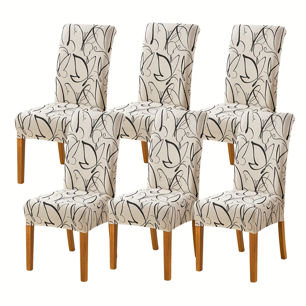 Chair Covers Slipcovers Set Of 4 And 6, Spandex Super Fit Stretch Removable Washable Kitchen Parsons Protector for Dining Room, Hotel, Ceremony
