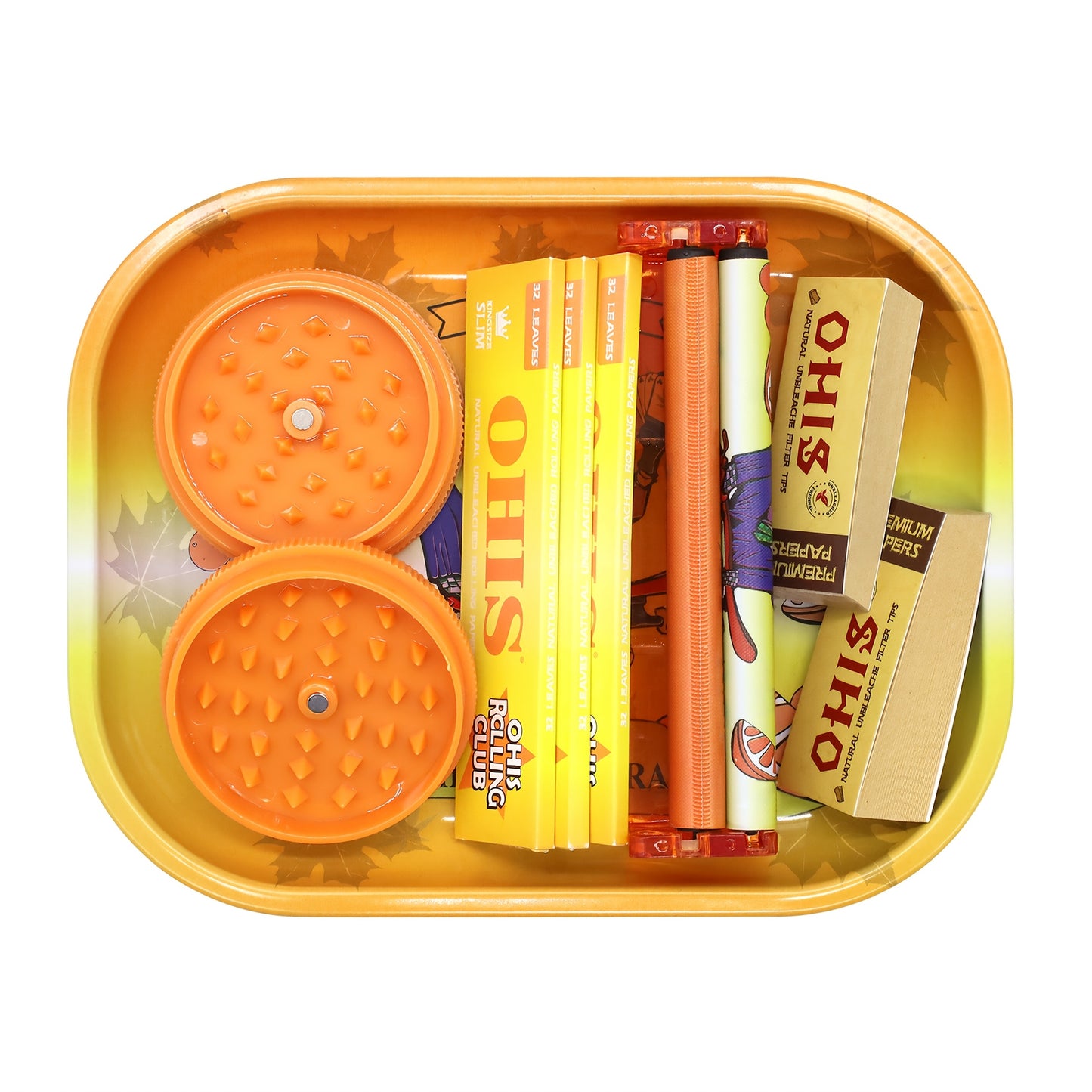 1 Set, Smoking Rolling Tray Set, With Metal Cigarette Tray (7.1x 5.5 Inches), 110mm Plastic Cigarette Maker, 110mm Slim Rolling Papers (3 Packs), 2 Filter Papers, Spices Grinder, Smoking Accessories, Complete Smoking Kit, Special Valentine'S Day Gift
